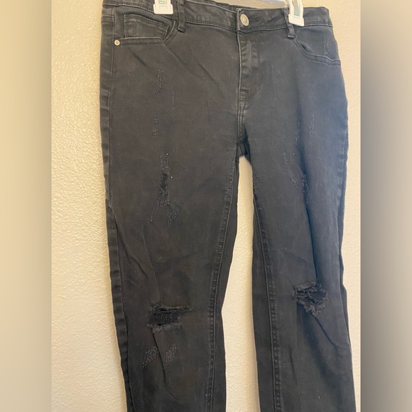 I&M Premium Jeans Skinny Black Distress Amelie frayed Skinny mid rise 9 - Picture 6 of 11